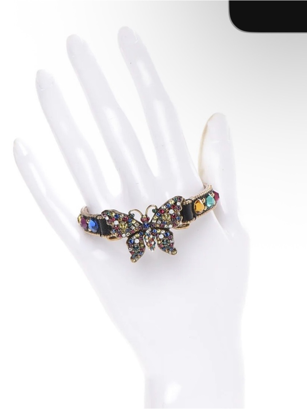 Gucci Multicolor Crystal Butterfly Bracelet in Gold-Tone - Picture 2 of 7